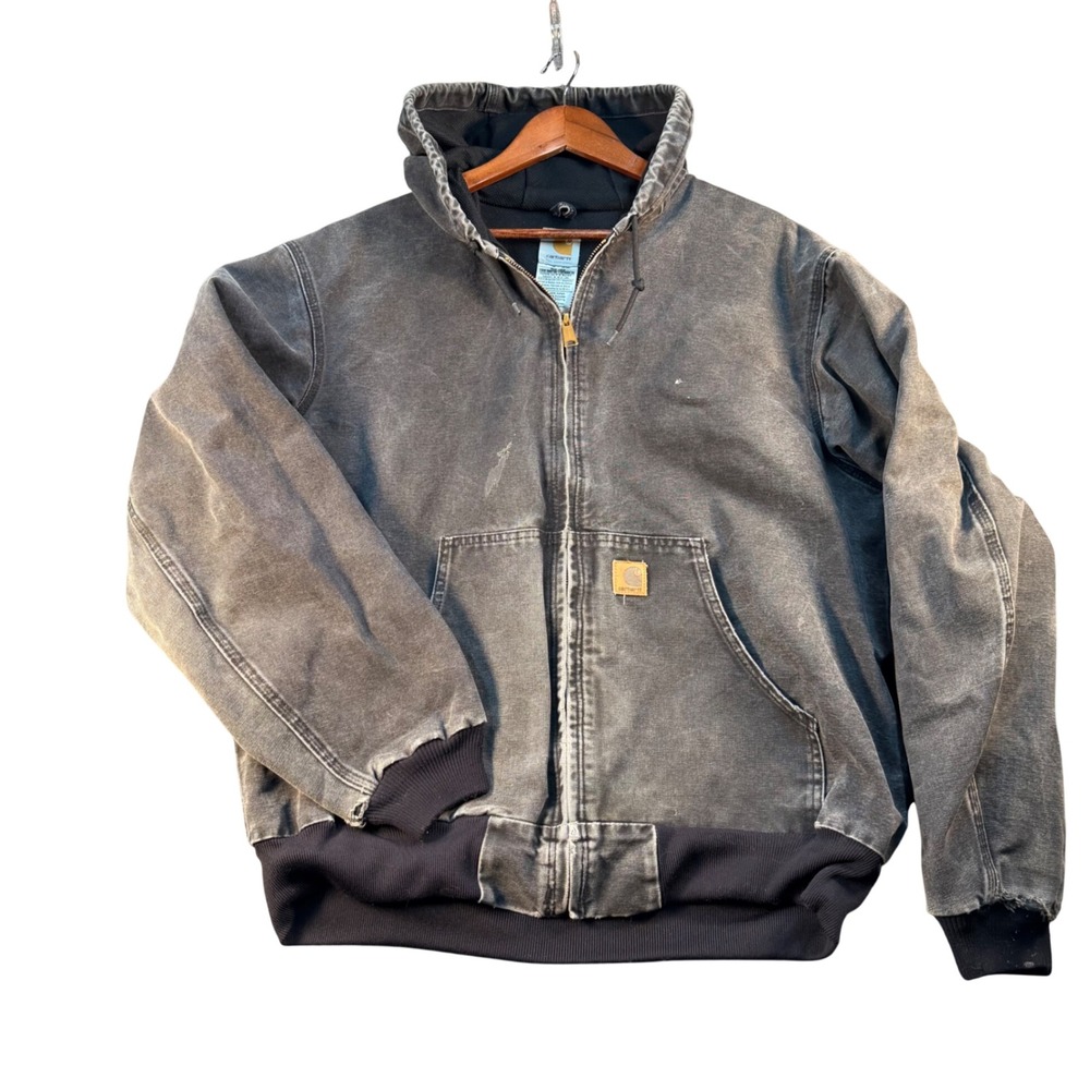 Vintage 2006 Carhartt J130 BLK Sandstone Duck Active Jacket Black XL Distressed